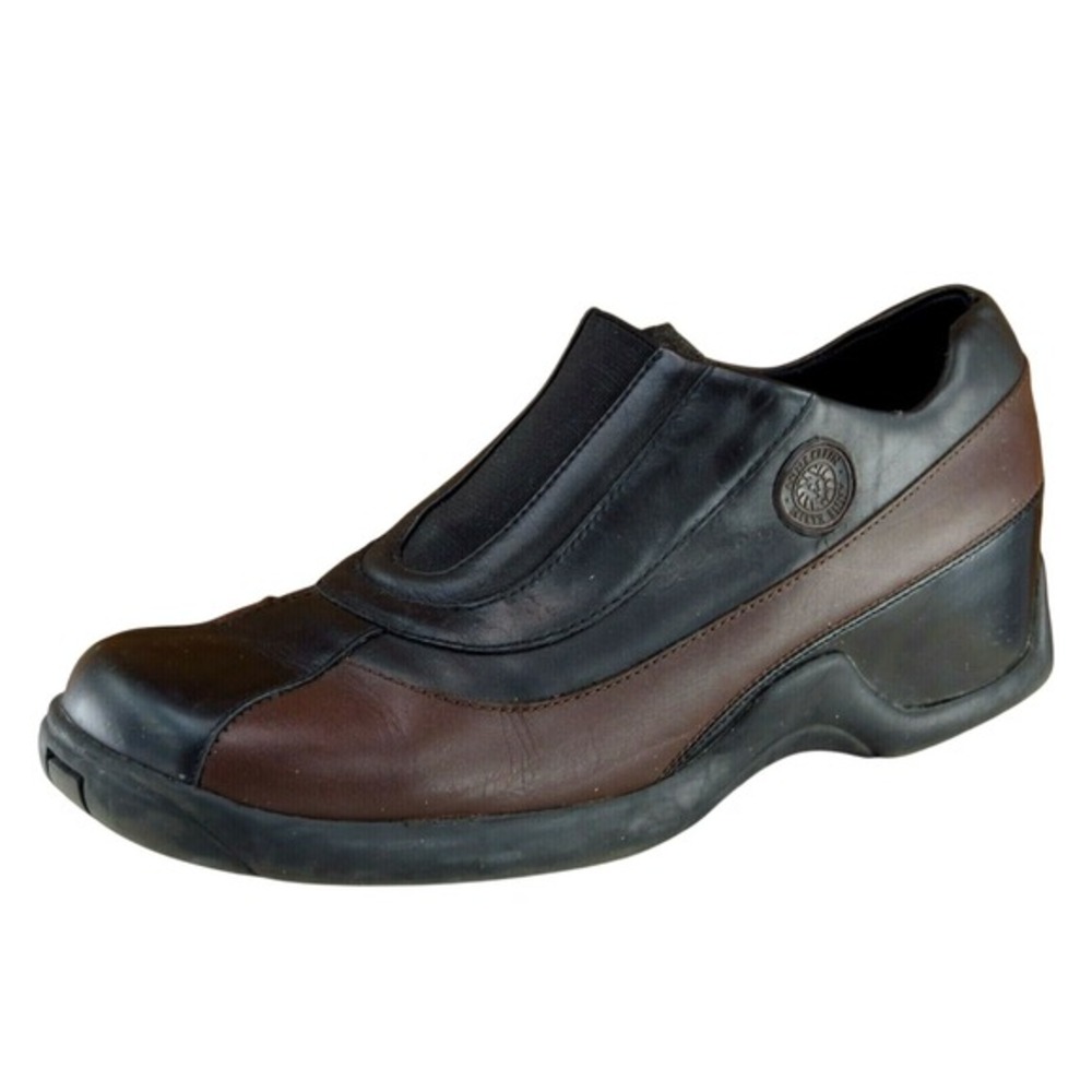 Anne Klein Boot Sz 7.5‎ M Low Cut Boots Almond Toe Black Leather Women